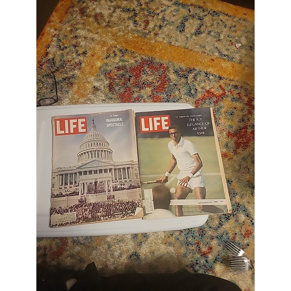 Lot Of 2 LIFE Magazine- 1968 Arthur Ashe, 1965 Lyndon Johnson George Wallace Vtg